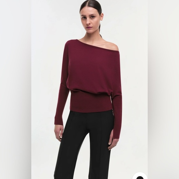 NWT | SIMKHAI Lavina Off-Shoulder Sweater | Oxblood - Picture 9 of 11